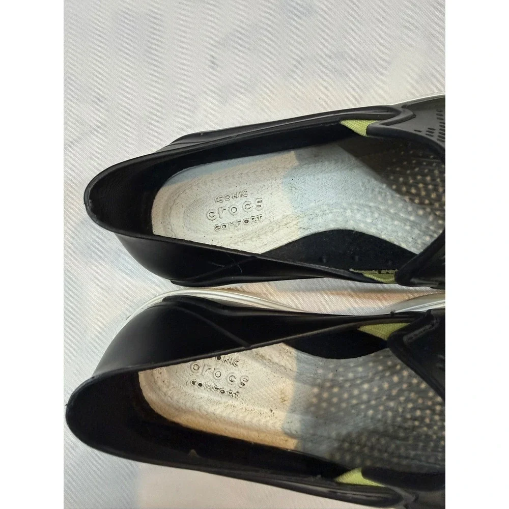 CROCS $59 Youth Boys 1 Black Neon Waterproof Citilane Roka Slip On Sneakers